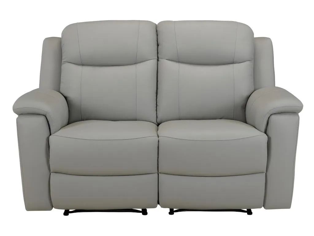 Sofá 2 plazas Casabellaes de piel - Gris claro OXXV93688