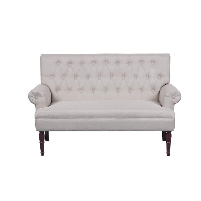 Sofá de 2 plazas de lino beige de 31.1 in. con brazos redondeados qd9235580