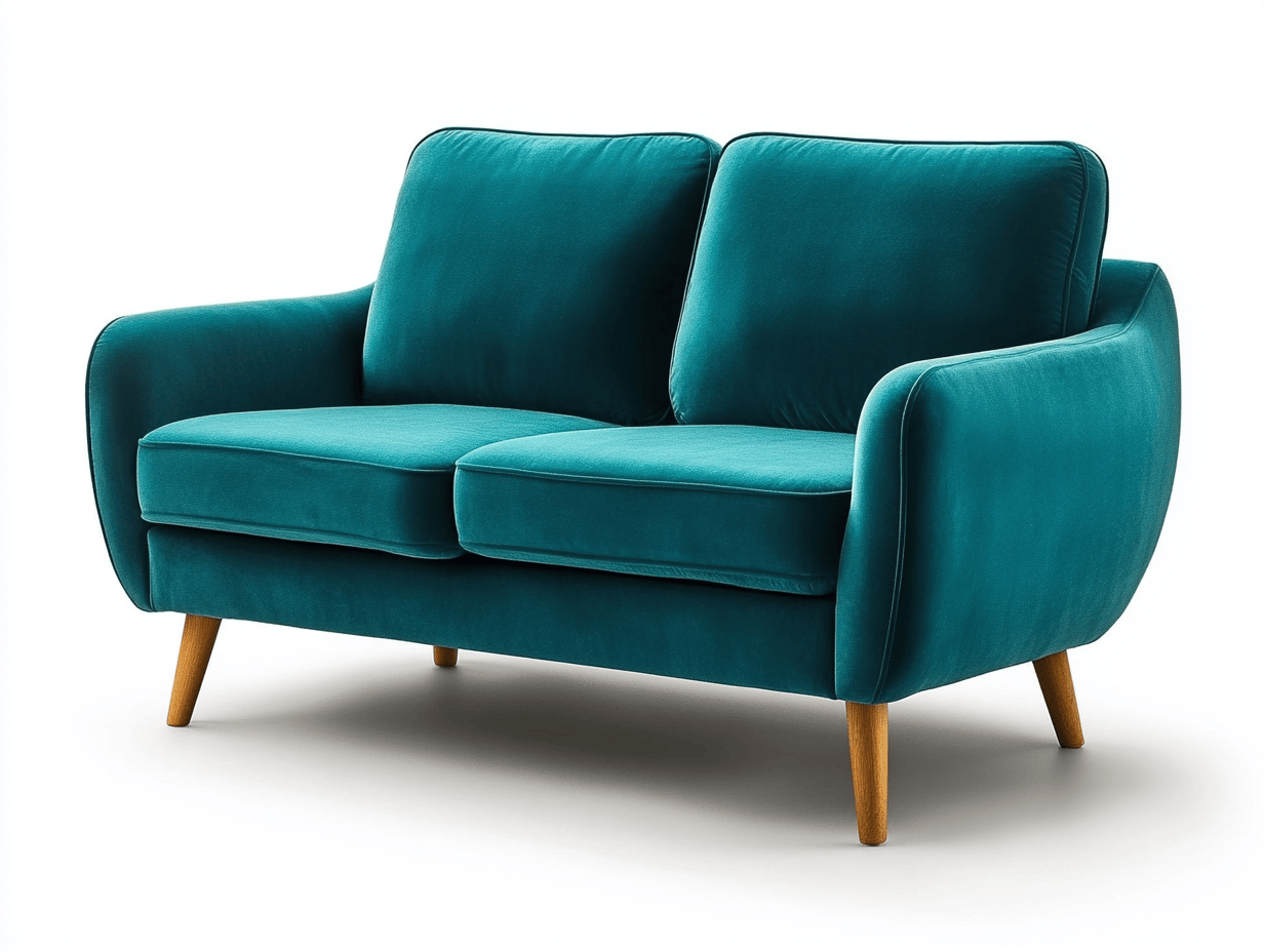 Sofá de Dos Plazas Muebles Salón Turquesa Moderno 150cm Terciopelo Confortable