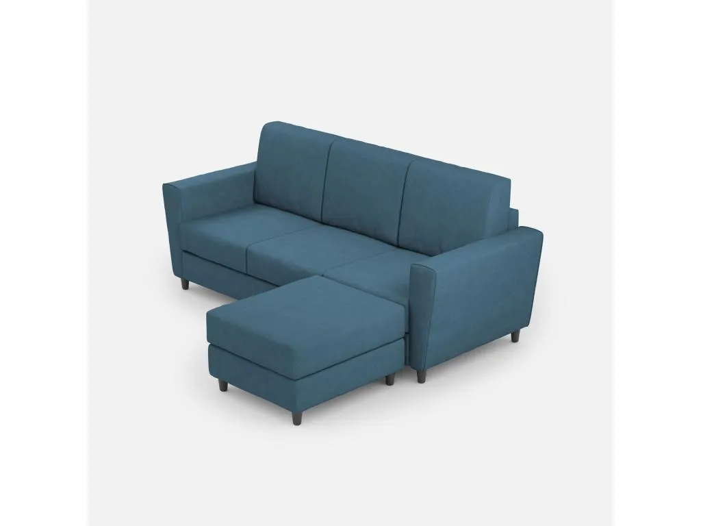 Casabellaes Sofá 3 plazas (tres plazas de 60 cm) puf dimensiones exteriores L.212 P.155 color aviación 26582JUFL