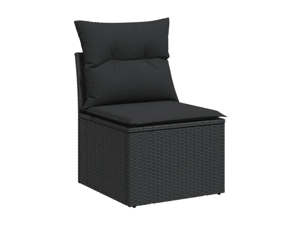 Sofá de jardín de 2 plazas sin reposabrazos con cojines en ratán PE negro  WG4407576