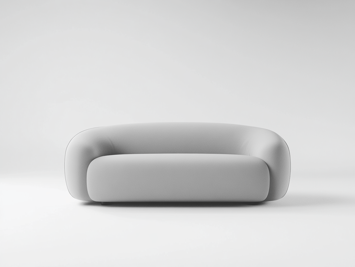 Sofá dos plazas diseño curvo 180 cm poliéster gris