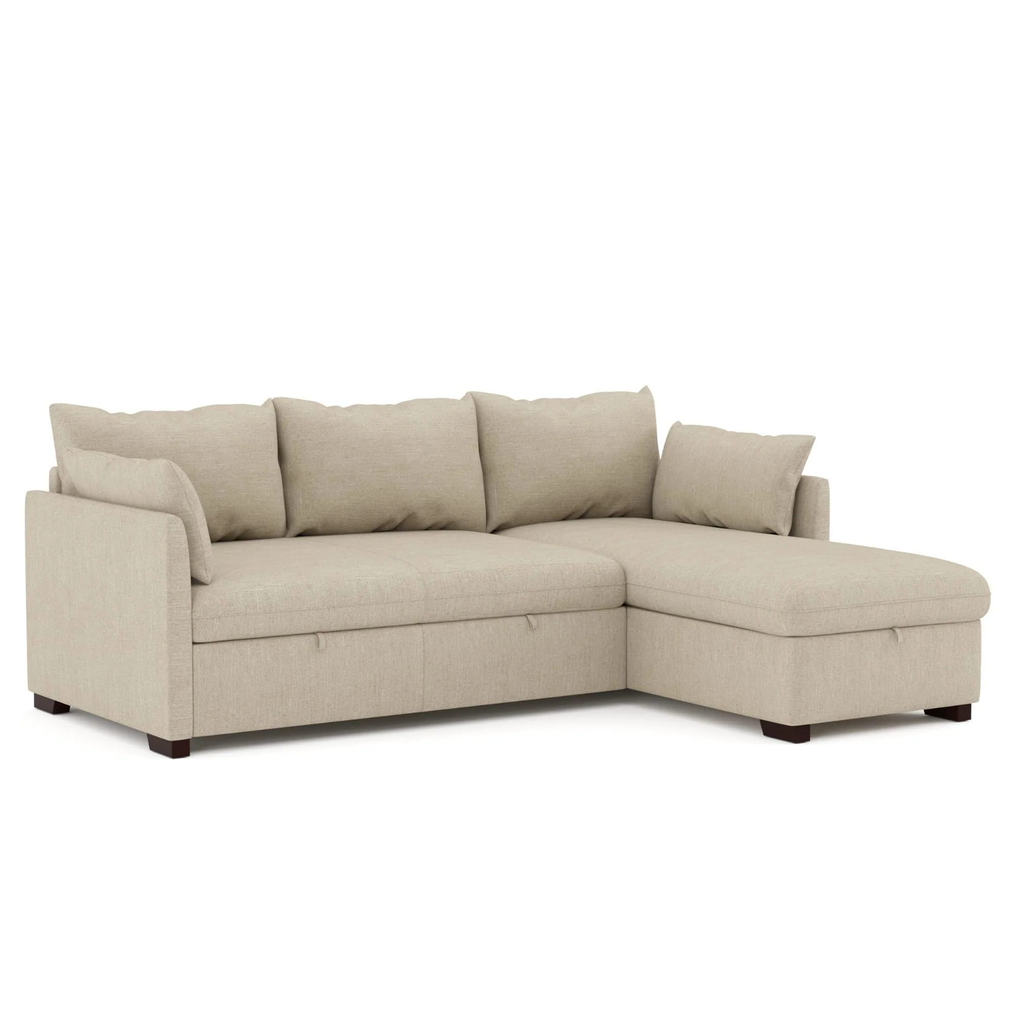 Sofá cama esquinero 4 plazas beige con arcón