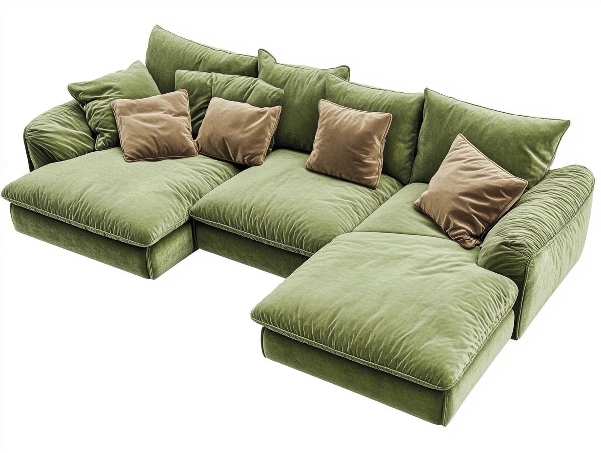 Sofá seccional verde de terciopelo moderno para sala de estar con chaise longue 320x200 cm ideal para áreas familiares OJ9836282