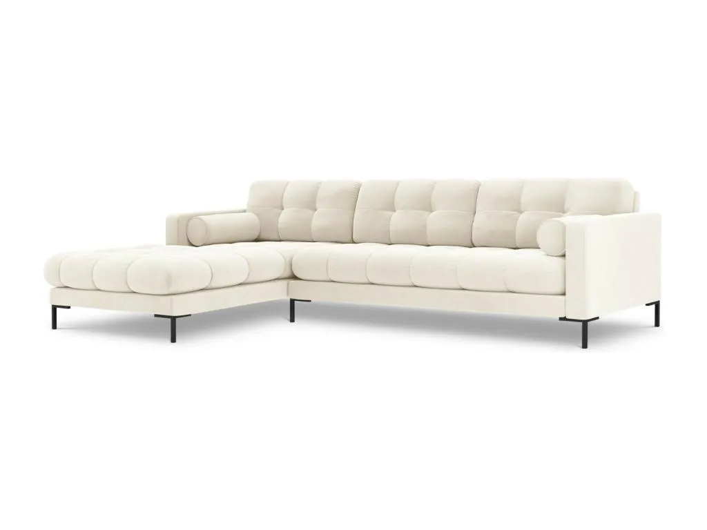 Andreuworldcasa - Sofá esquinero izquierdo Andreuworldcasa 5 plazas de terciopelo beige claro - 293x185x75cm