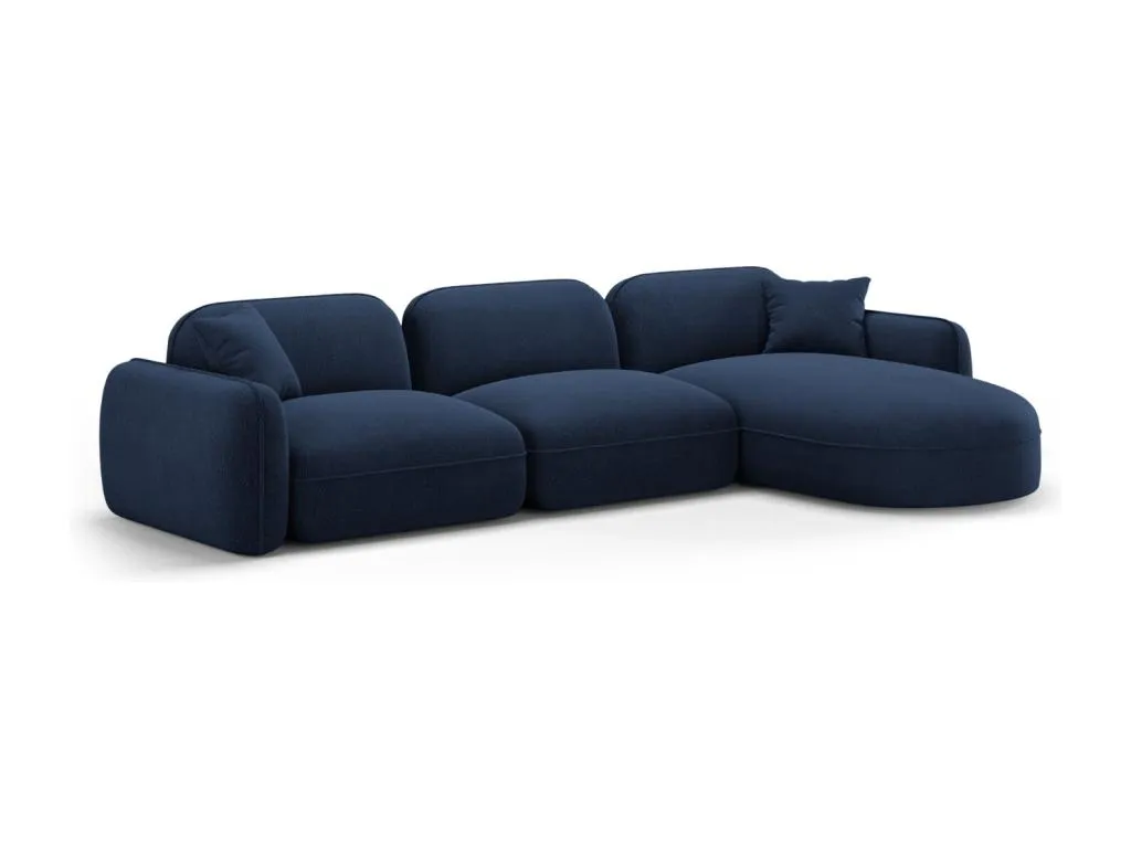Casabellaes - Sofá esquinero modular derecho Casabellaes 4 plazas de terciopelo azul oscuro - 320x165x70cm HDWR73193