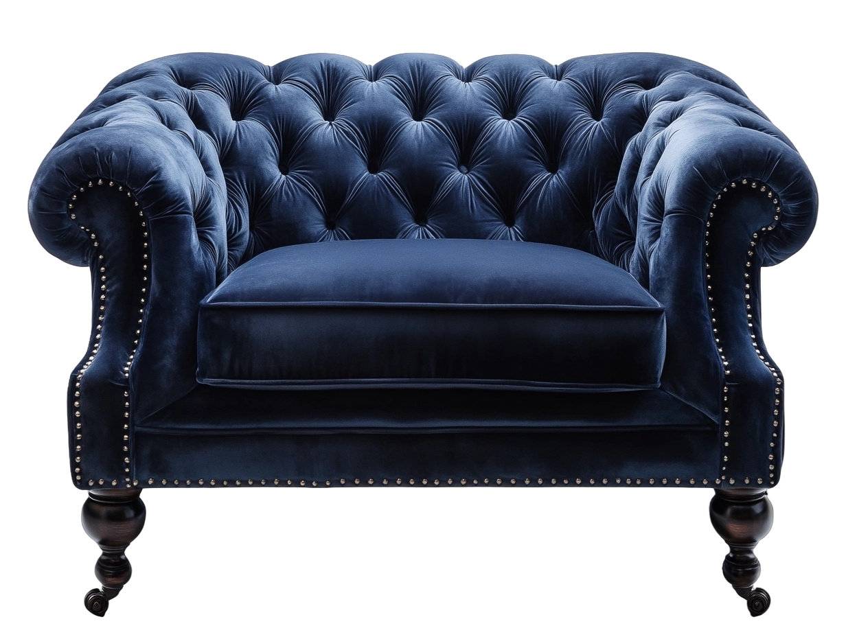 Sofá de terciopelo azul marino de dos plazas para sala de estar elegante ez7846700