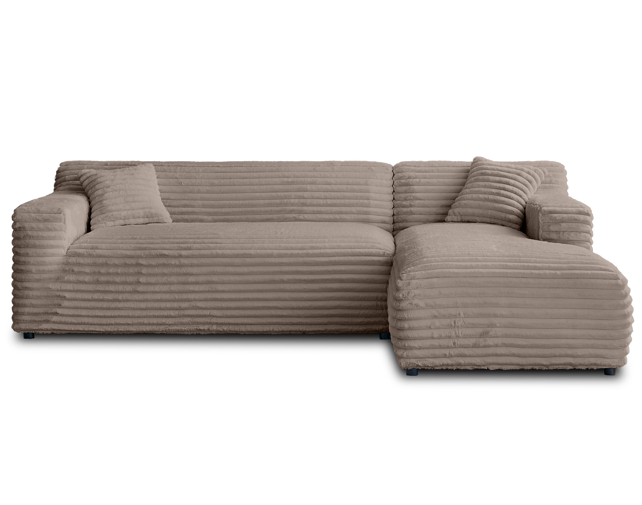 Sofá esquinero derecho de 4 plazas en terciopelo imitación piel taupe ee9872a3